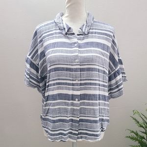 Vince Camuto Button Up Short Bell Sleeve Shirt